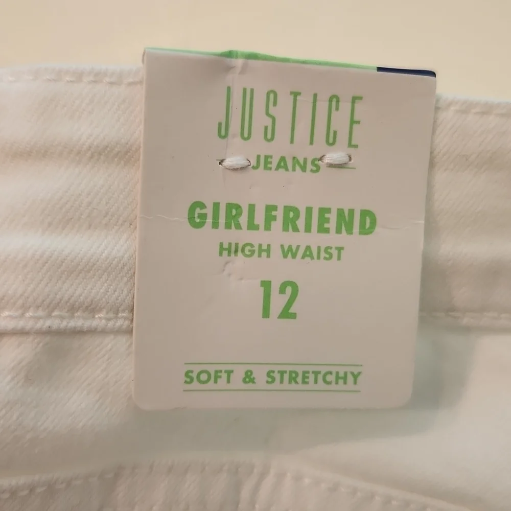 Justice girlfriend high waisted white shorts 12 with distressing new with tags